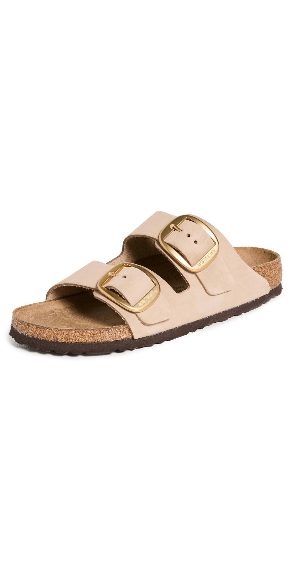 Birkenstock Womens Arizona Suede Nubuck Big Buckle Detail Slide Sandals Product Image