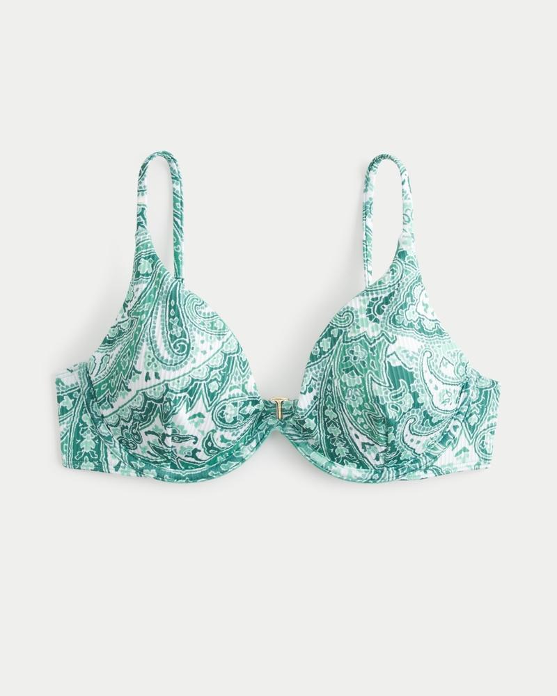 Ribbed Plunge Underwire Bikini Top Product Image