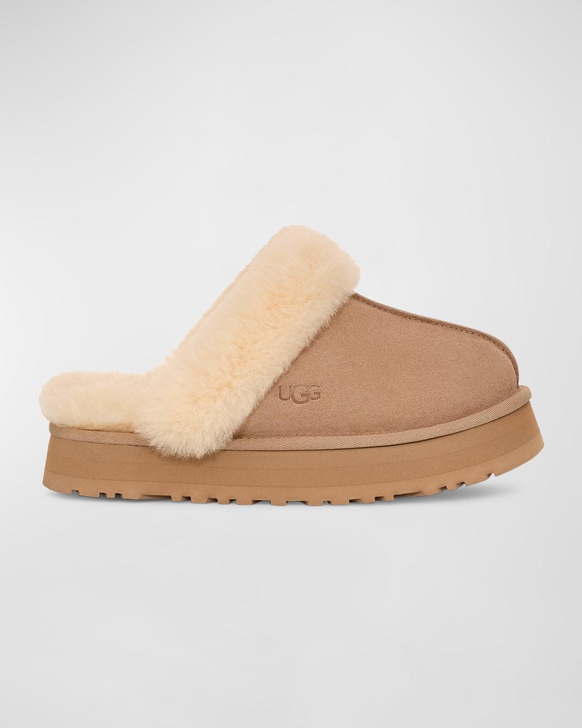 Disquette Suede & Shearling Platform Slippers Product Image