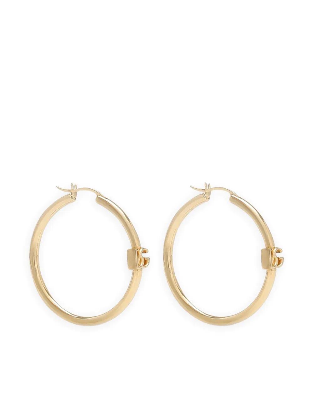 DOLCE & GABBANA Dg Logo-charm Hoop Earrings In Gold Product Image