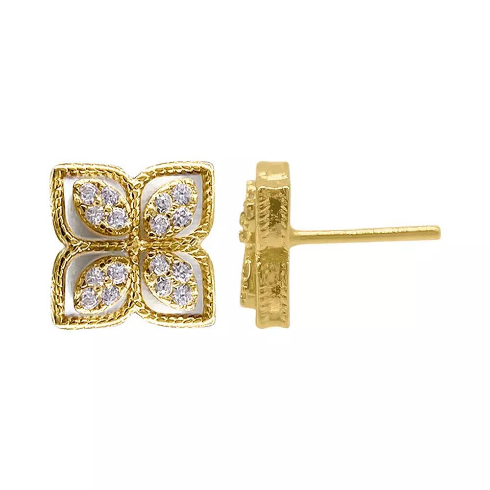Adornia Reissance Flower Crystal Mother of Pearl Earrings, Womens, White Product Image