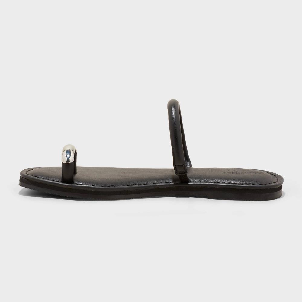 Womens Clara Toe Ring Sandals - Universal Thread Black 10: Slip-On, Cushioned Footbed, Square Open Toe, Flexible Outsole Product Image