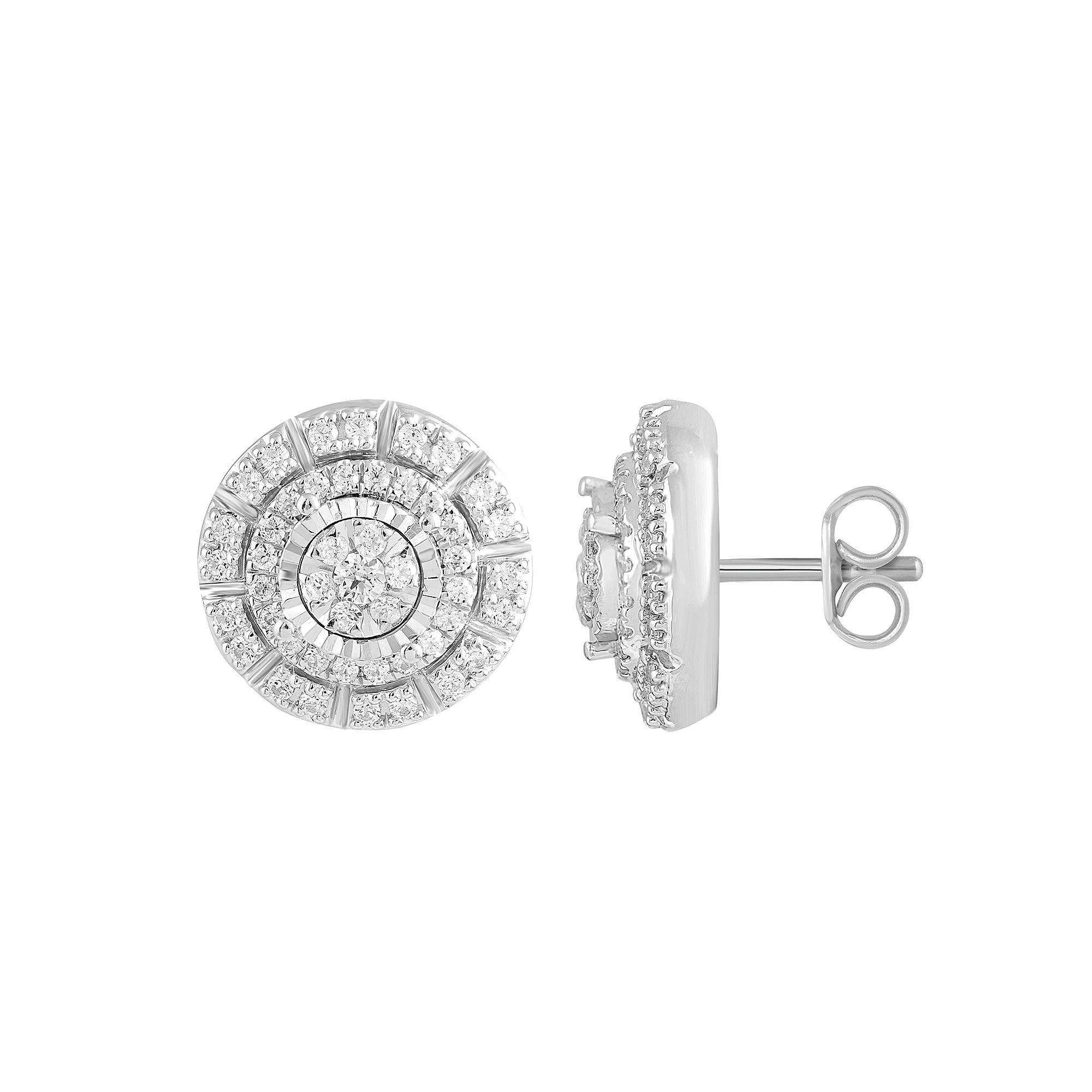 Royal Aura Sterling Silver 1/2 Carat T.W. Diamond Circle Stud Earrings, Women's Product Image