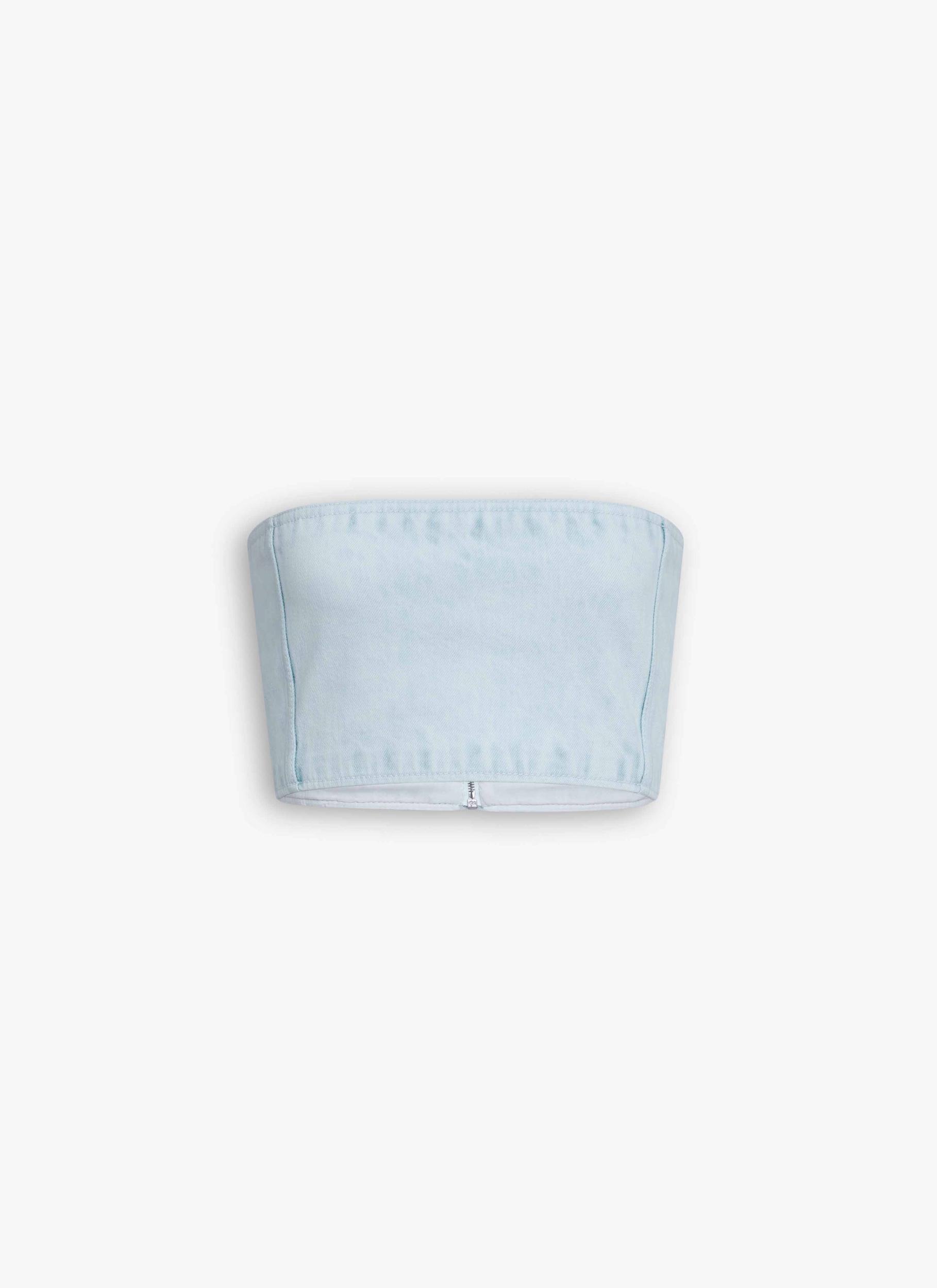 LIGHT BLUE DENIM BUSTIER TOP Product Image