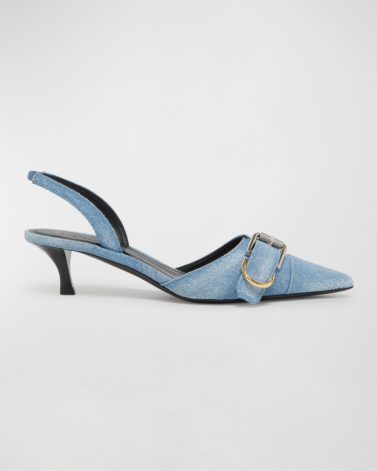 Womens Voyou Slingback Pumps in Washed Denim Product Image