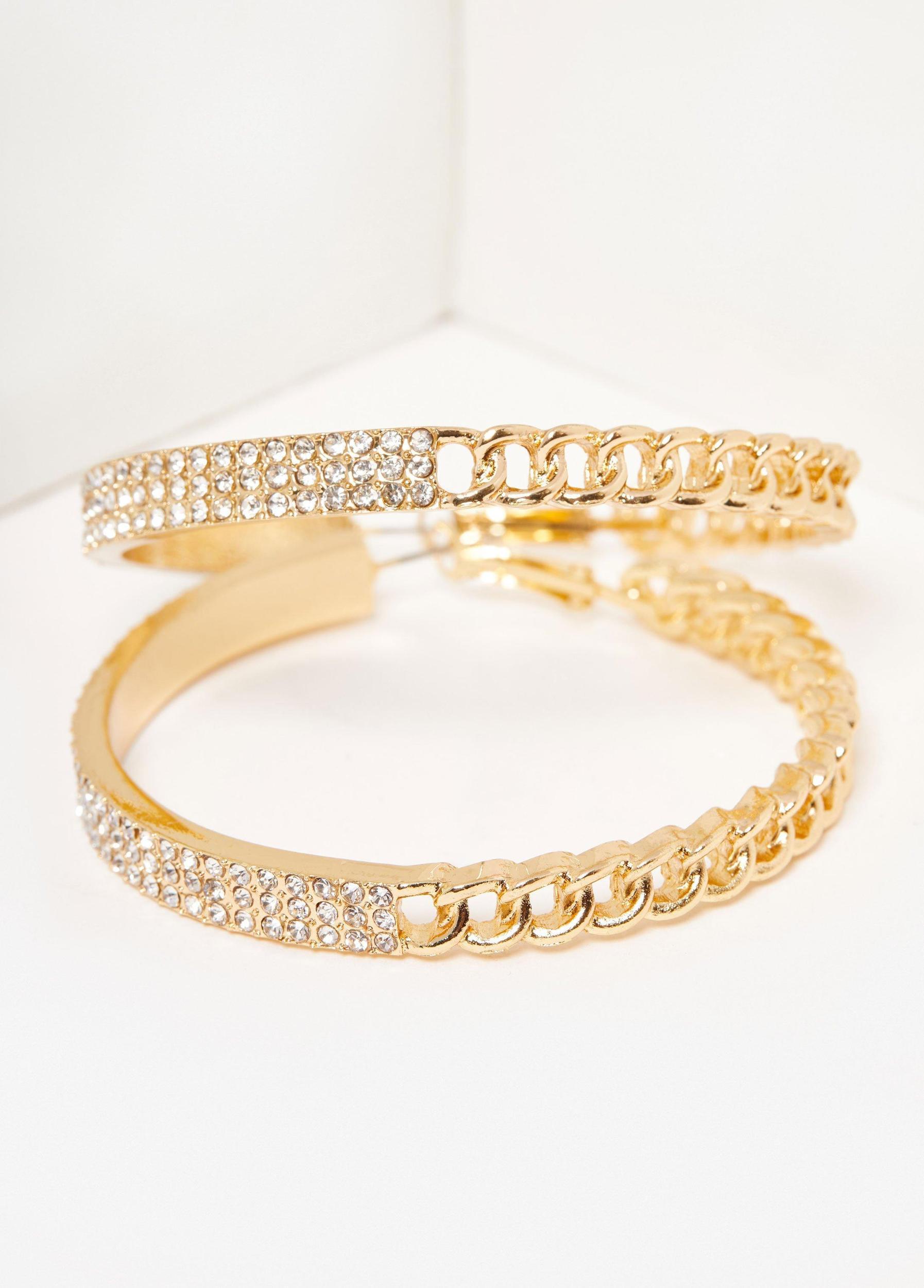 Crystal & Chain Link Hoop Earrings Product Image