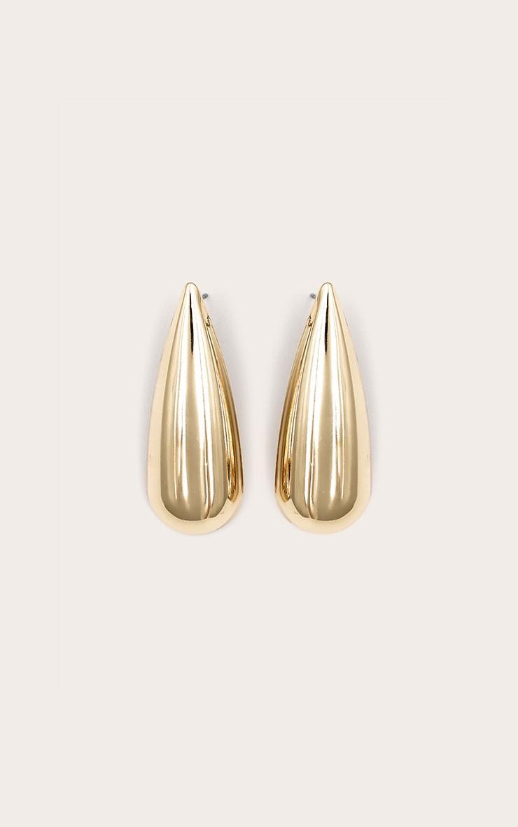 Gold Droplet Slim Stud Earrings Product Image
