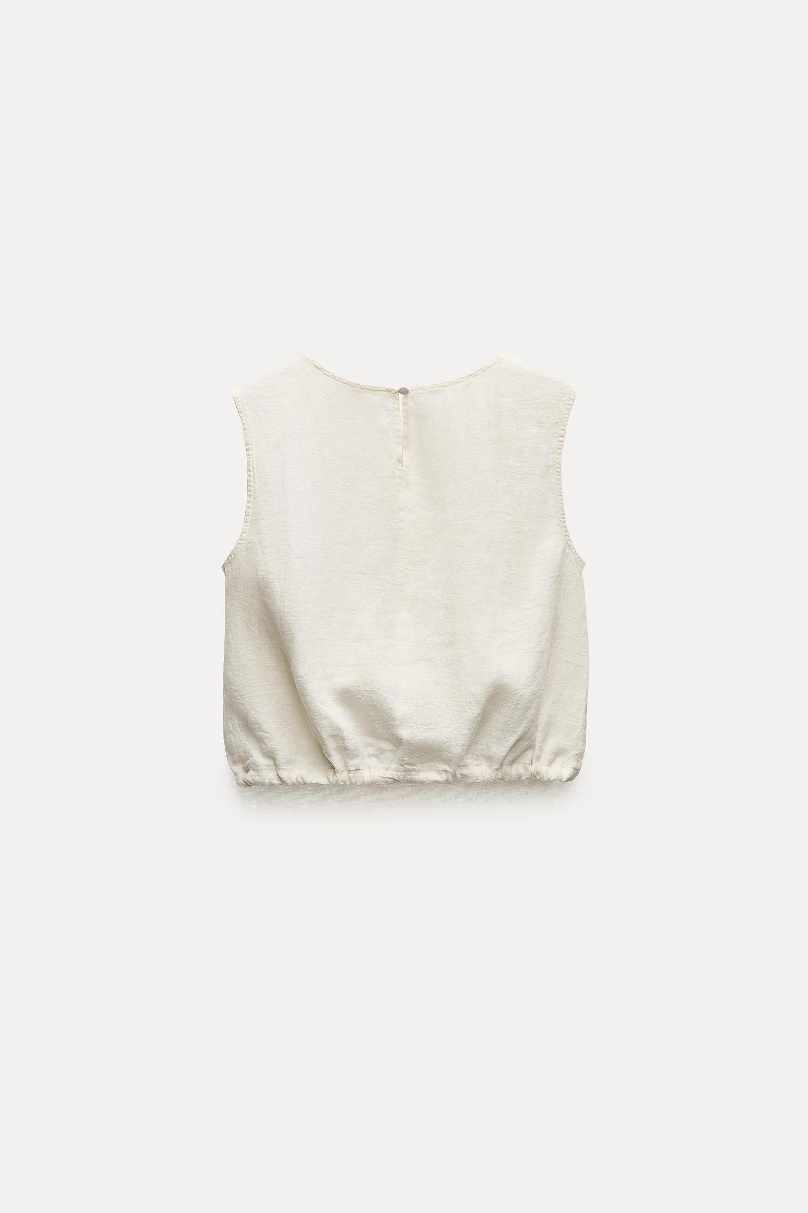 TIED 100% LINEN TOP ZW COLLECTION Product Image