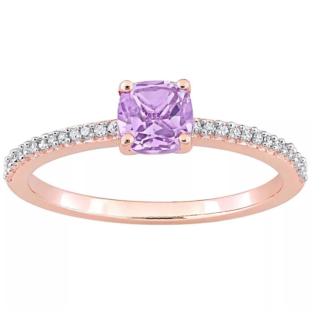 Stella Grace 10k Rose Gold Rose de France Amethyst & Diamond Accent Promise Ring, Women's, Size: 9 Product Image