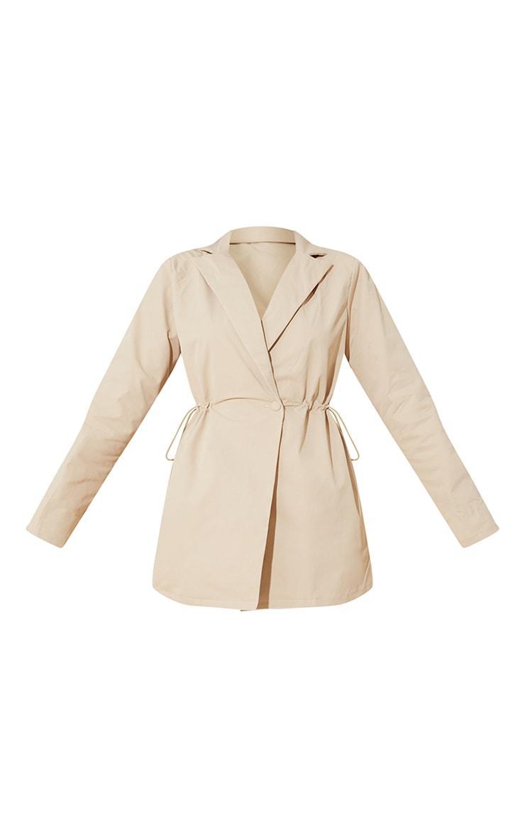 Stone Woven Long Sleeve Toggle Waist Blazer Dress Product Image