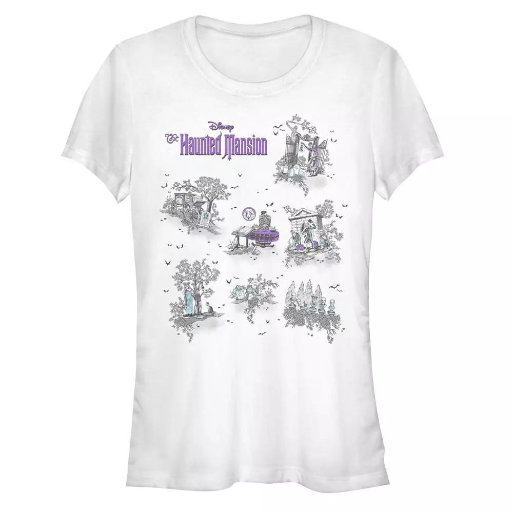 Disney's The Haunted Mansion Map Juniors' Graphic Tee, Girl's, Size: Small, White Product Image