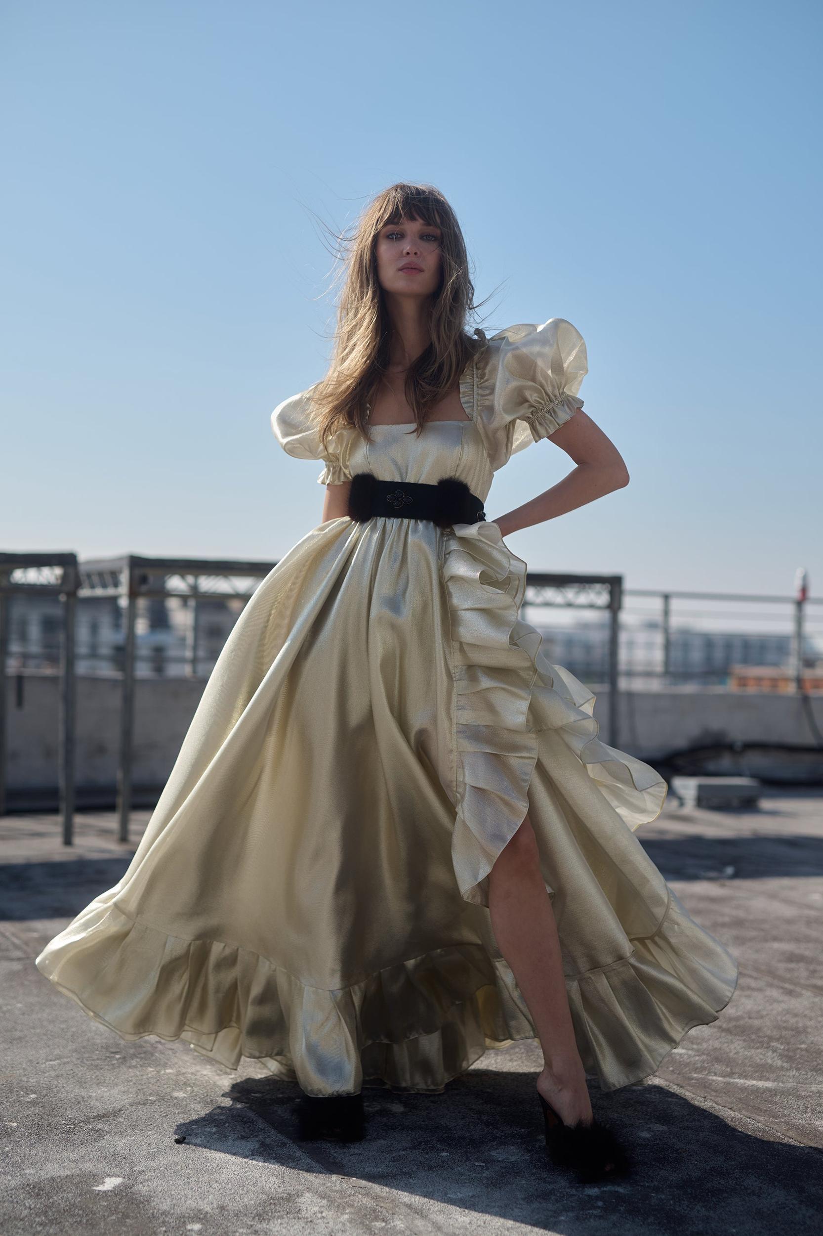 The Champagne Ruffle Gown Product Image