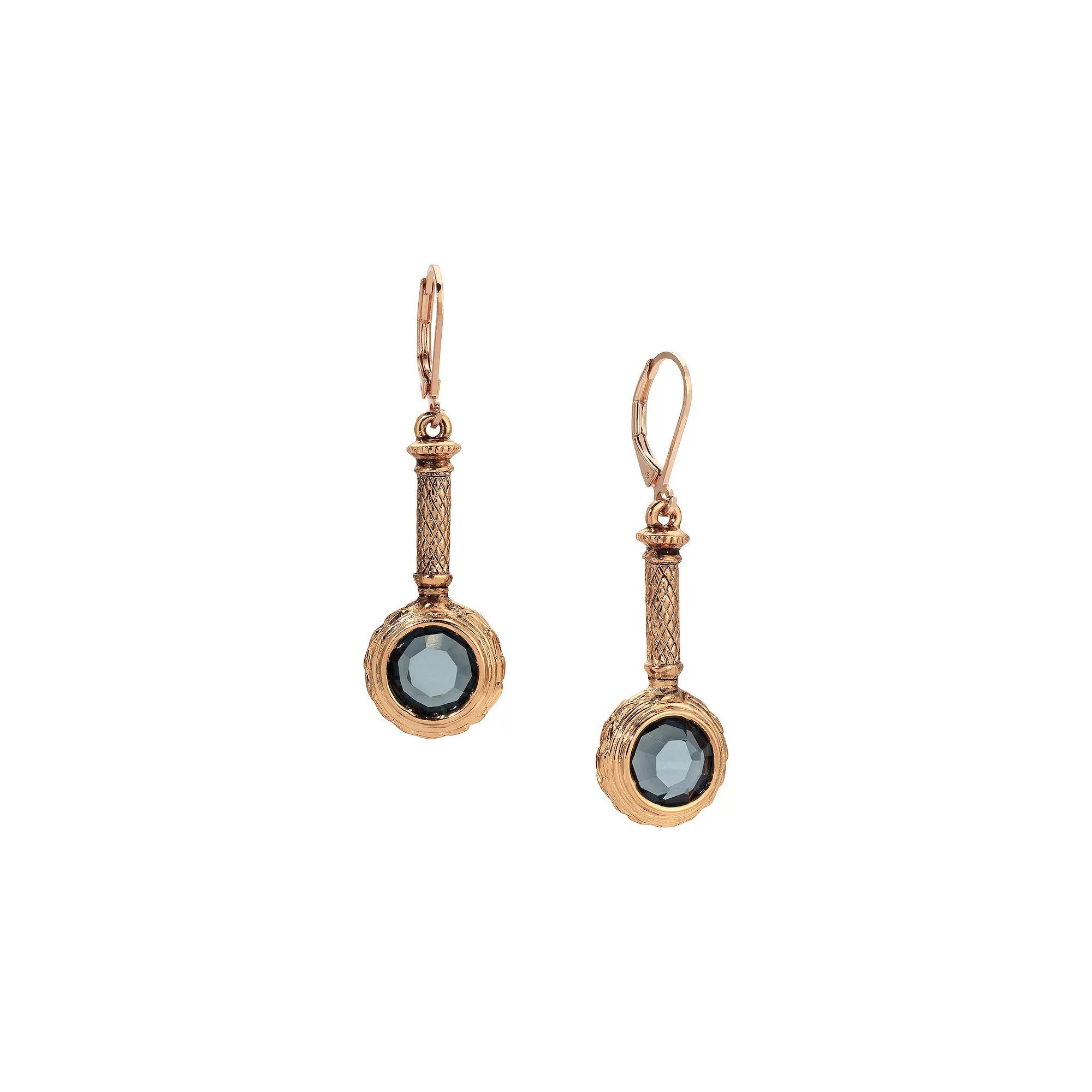 1928 Crystal Magnifying Glass Shaped Earrings, Womens, Blue Product Image