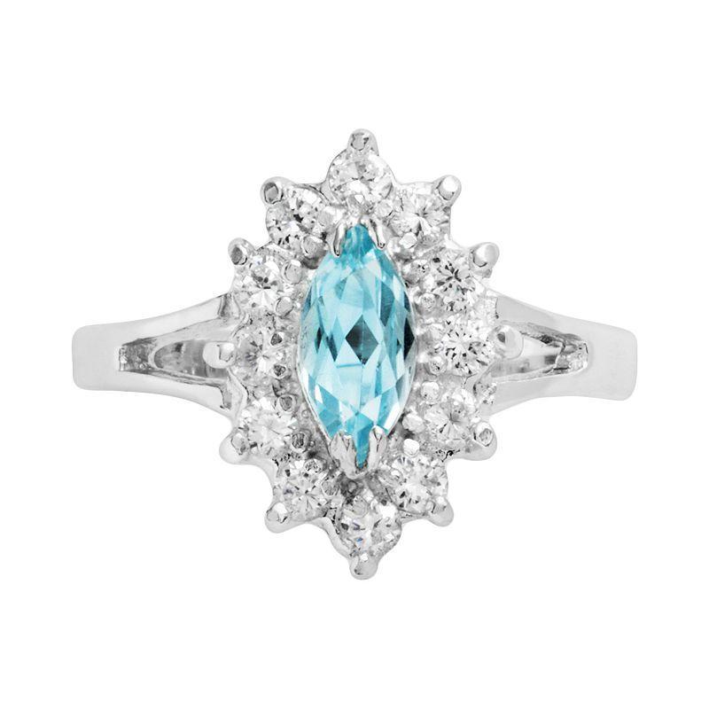 Traditions Jewelry Company Sterling Silver Blue Topaz Floral Ring, Women's, Size: 9, Multicolor Product Image