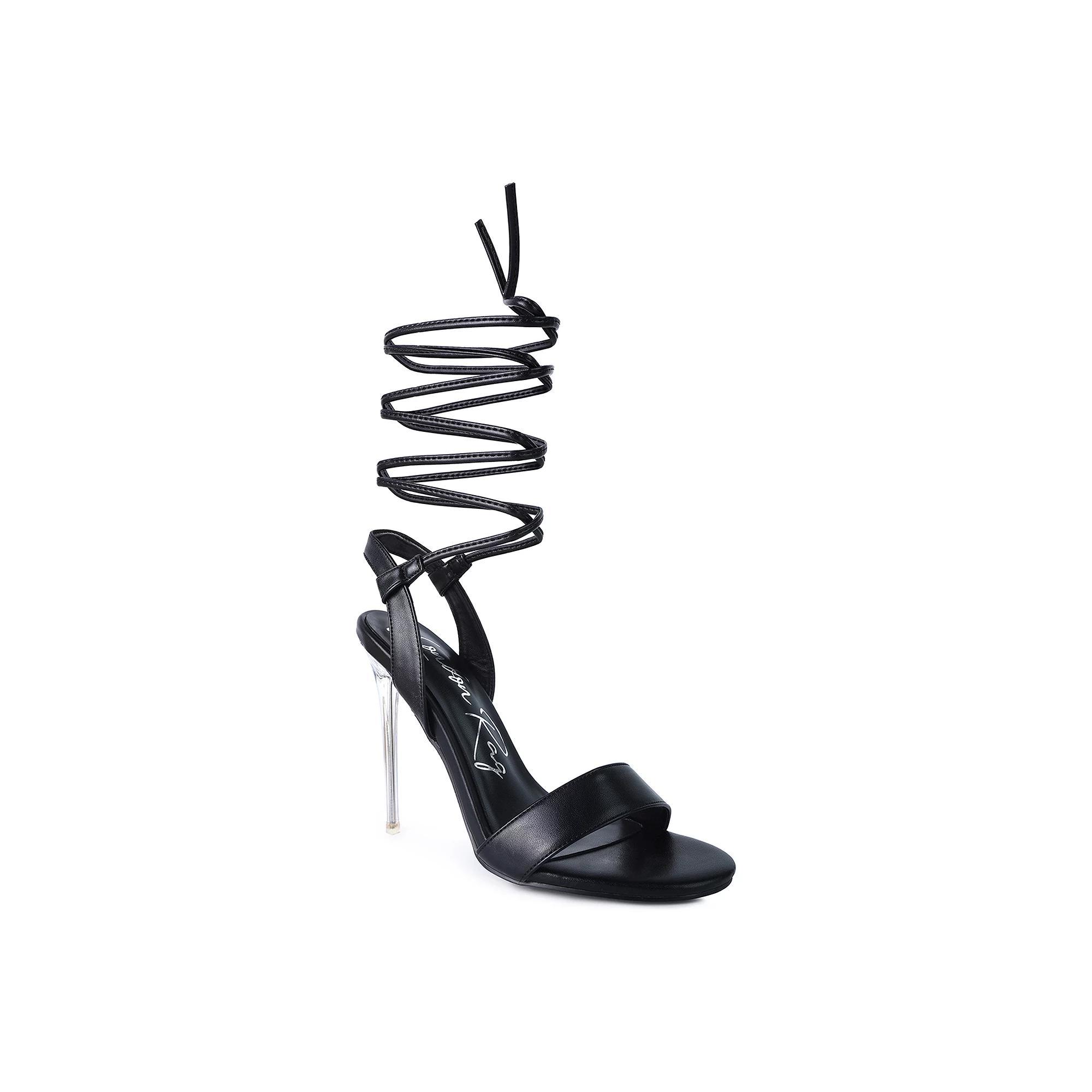 London Rag Sheeny Clear Womens Stiletto Lace Up Dress Sandals Product Image