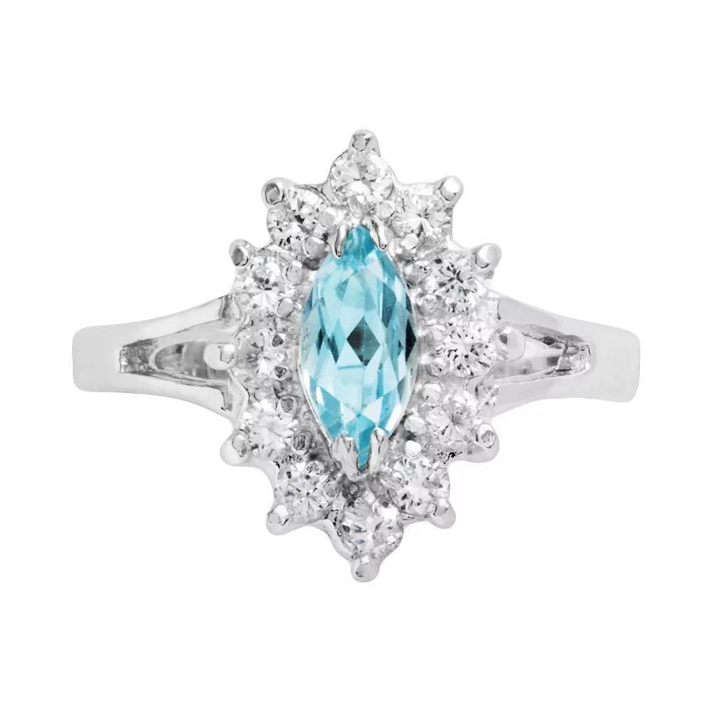Traditions Jewelry Company Sterling Silver Blue Topaz Floral Ring, Women's, Size: 9, Multicolor Product Image