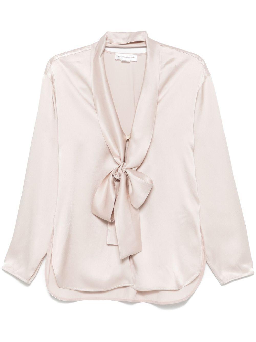 VICTORIA BECKHAM Schal-hemd Mit V-ausschnitt In Rosa Product Image