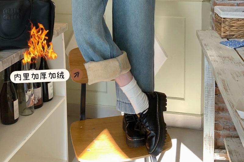 High Waist Washed Cropped Wide Leg Jeans Product Image