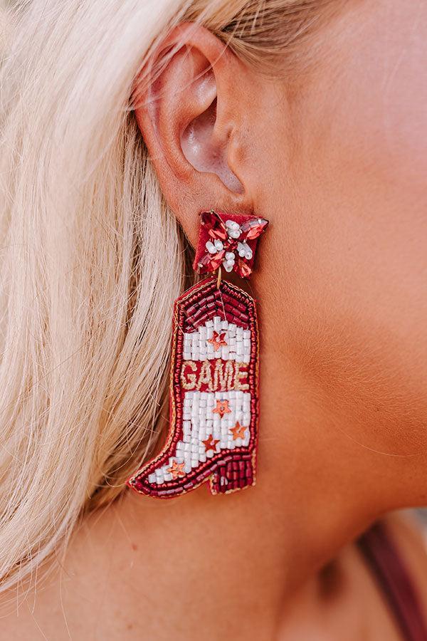 Game Day Down South Earrings In Maroon Product Image