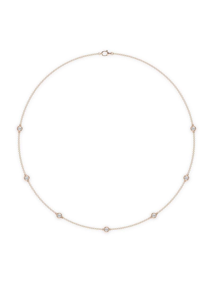 Womens 14K Rose Gold & 7-Diamond Station Necklace/0.70-2.10 TCW Product Image