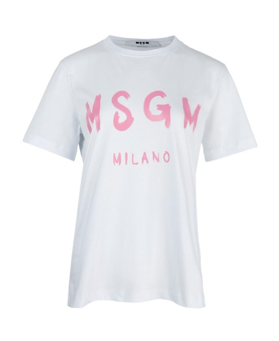 MSGM Logo Printed Crewneck T-shirt In White Product Image