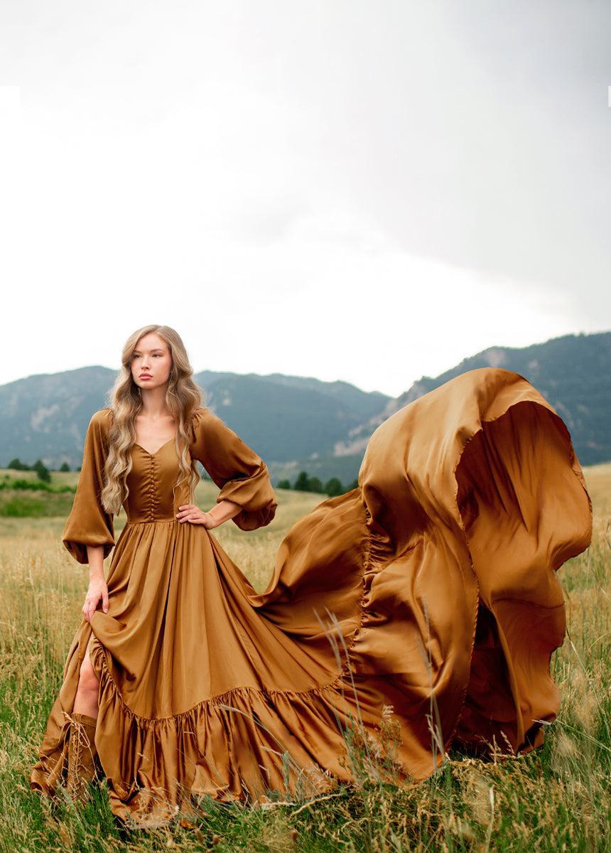Lorna Impact Dress in Dark Honey Female Product Image