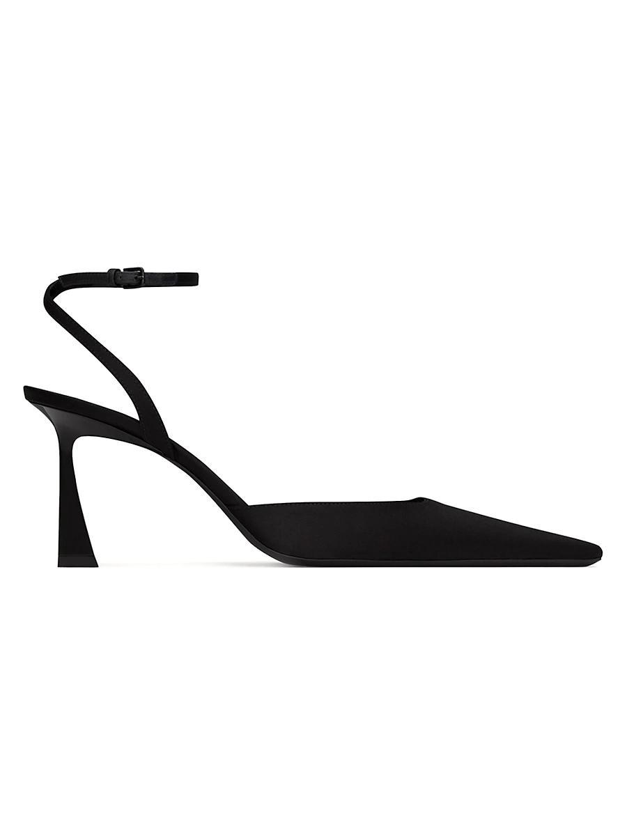 Saint Laurent Womens Aimee Slingback Pumps in Satin Crepe Product Image