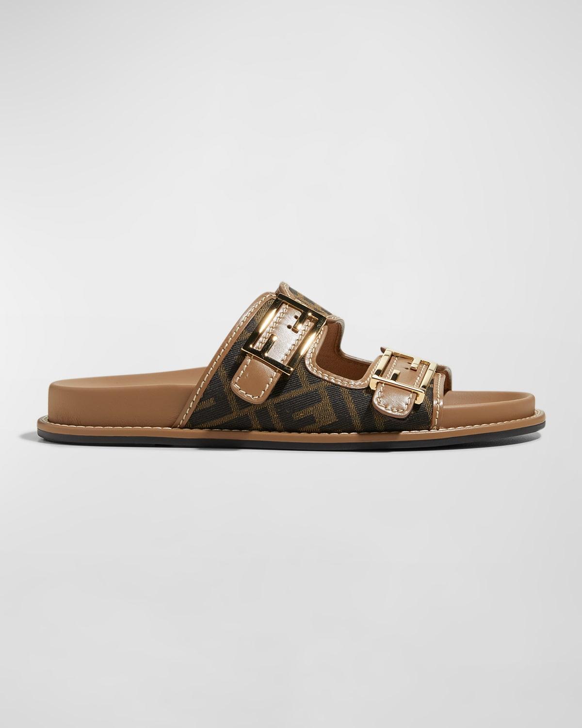 FF Jacquard Dual Buckle Slide Sandals Product Image