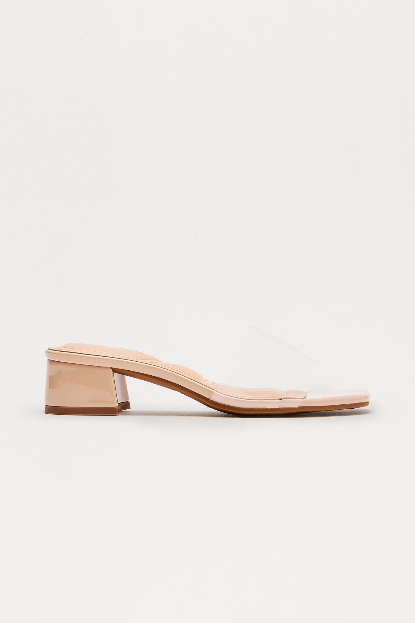 Pattie Clear Kitten Heels - Nude Product Image