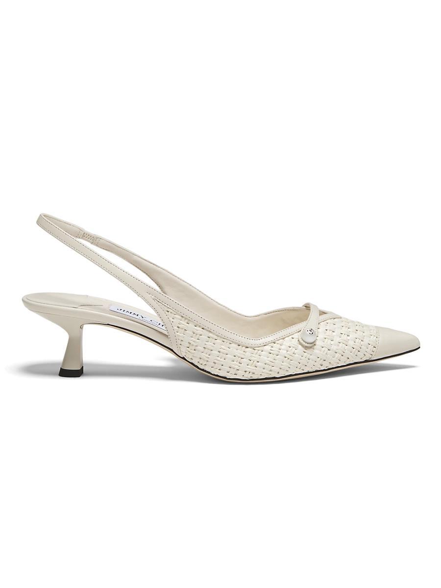 Womens Amita 45MM Raffia & Leather Slingback Pumps Product Image