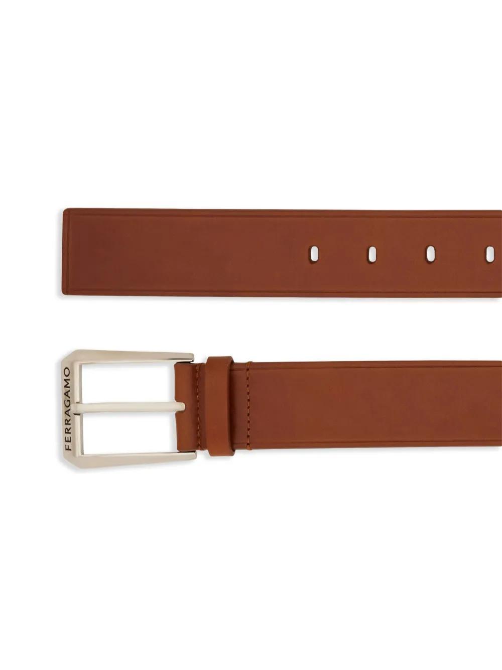 FERRAGAMO Buckle-fastened Leather Belt In Brown Product Image