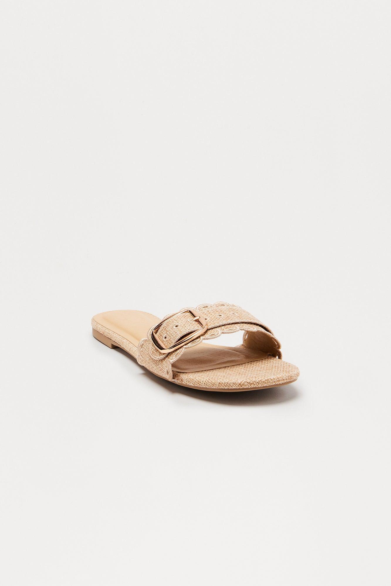 Nuala Buckle Slip On Sandals - Natural Product Image