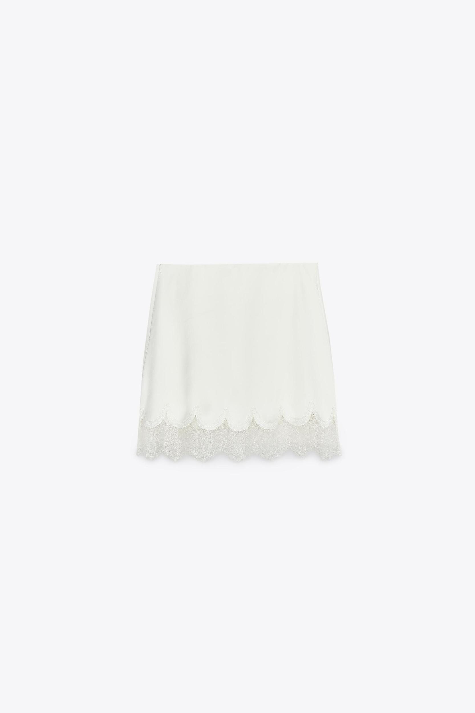SATIN EFFECT LACE BUSTIER TOP Product Image
