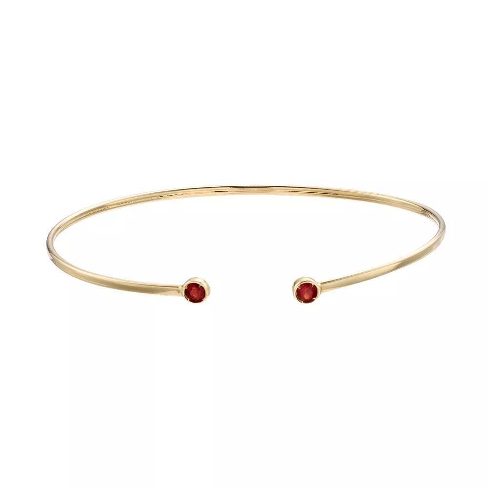 14k Gold Garnet Cuff Bracelet, Women's Product Image