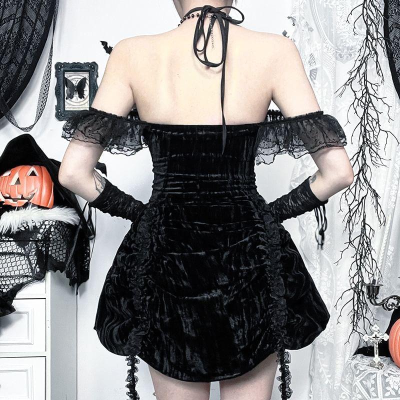 Sleeveless Lace Cutout Mini A-Line Dress Product Image