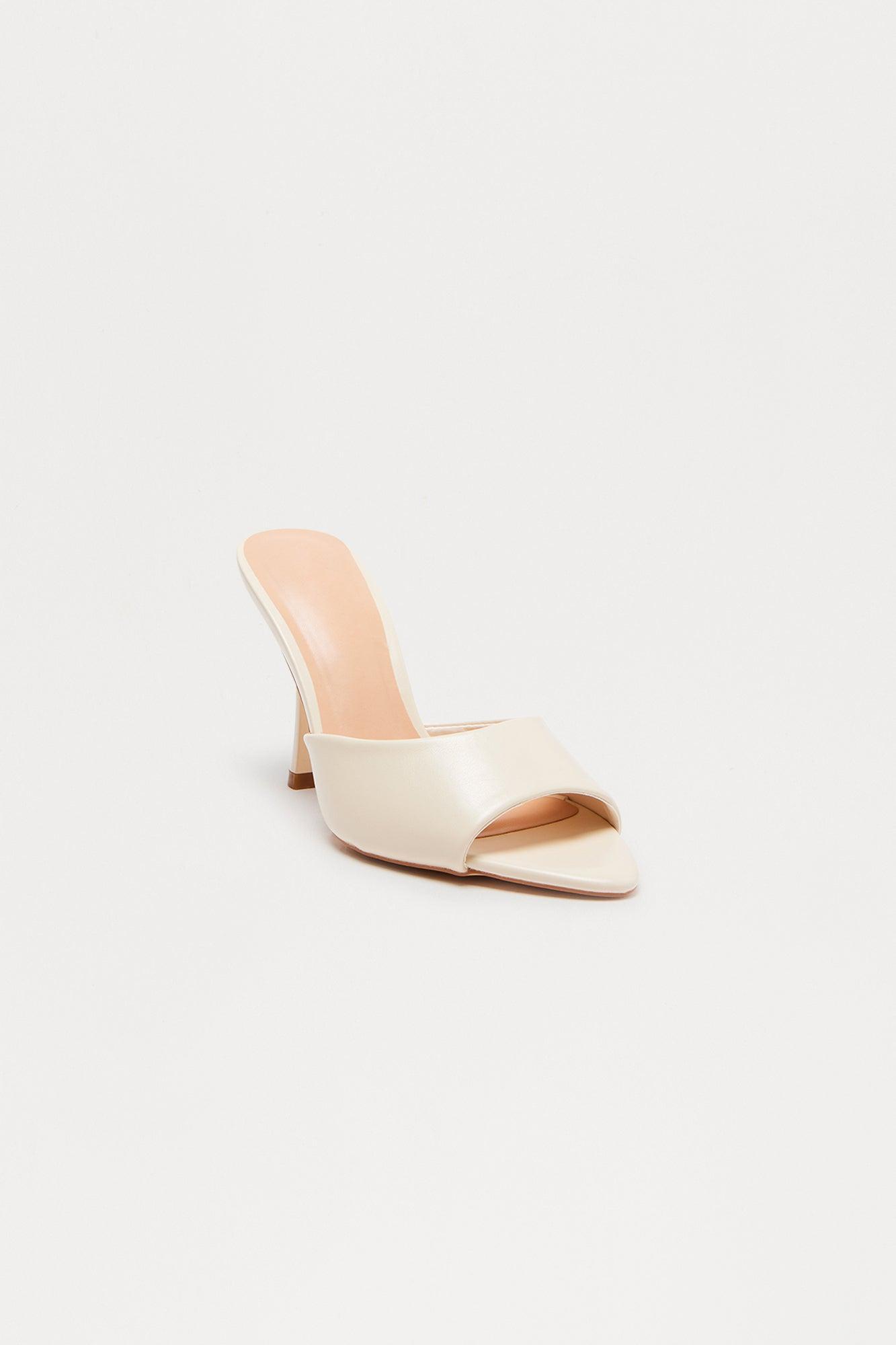 Tallou Peep Toe Stiletto Heels - Ivory Product Image