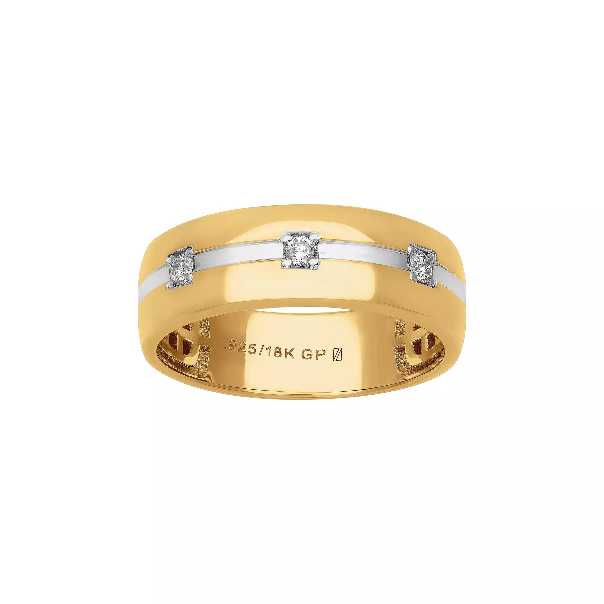 Men's AXL 18k Gold-Plated Silver 1/8 Carat T.W. Diamond Ring, Size: 13, Gold Tone Product Image