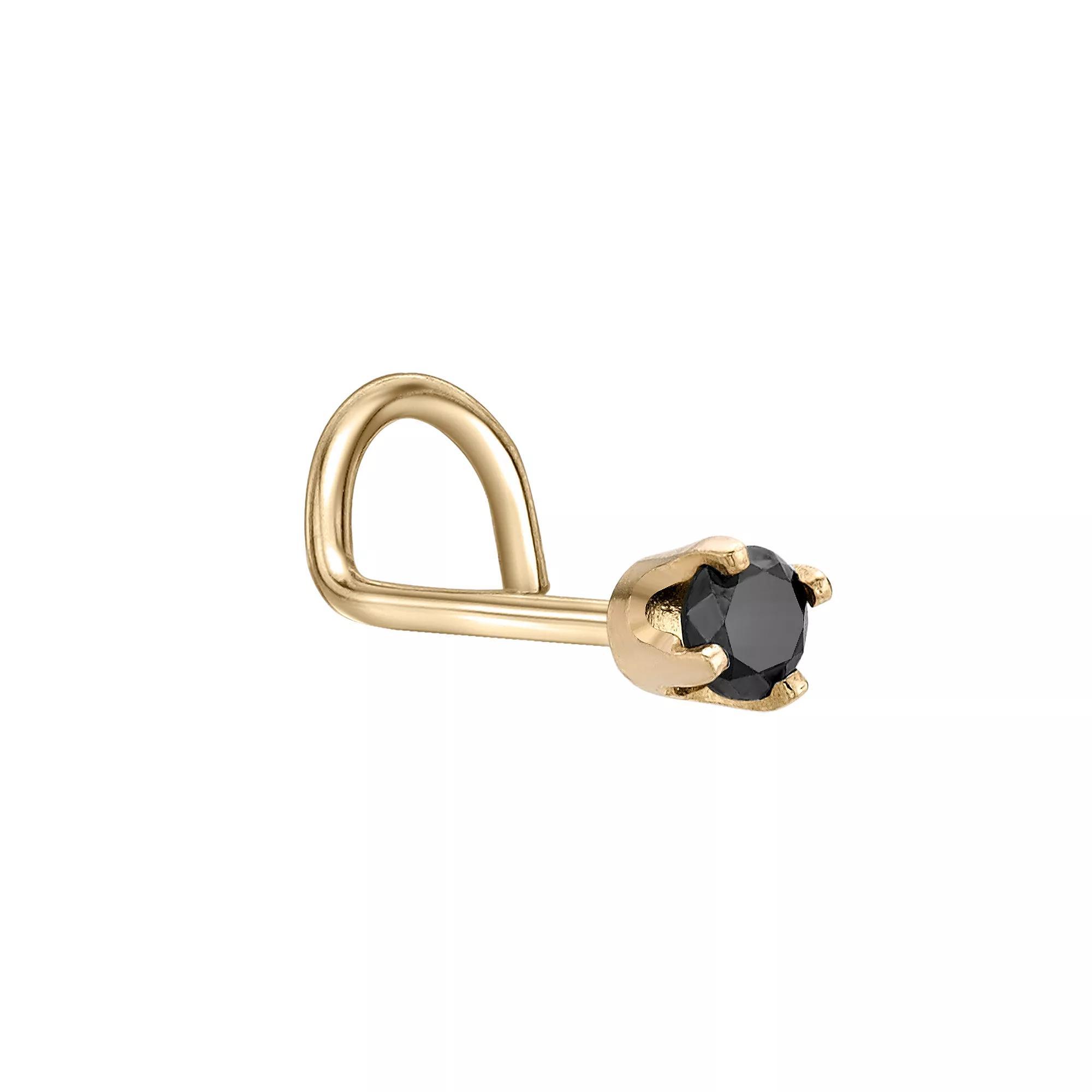 Lila Moon 14k Gold 2.4 mm Black Diamond Accent Curved Nose Stud, Women's, 14k Whgold Product Image
