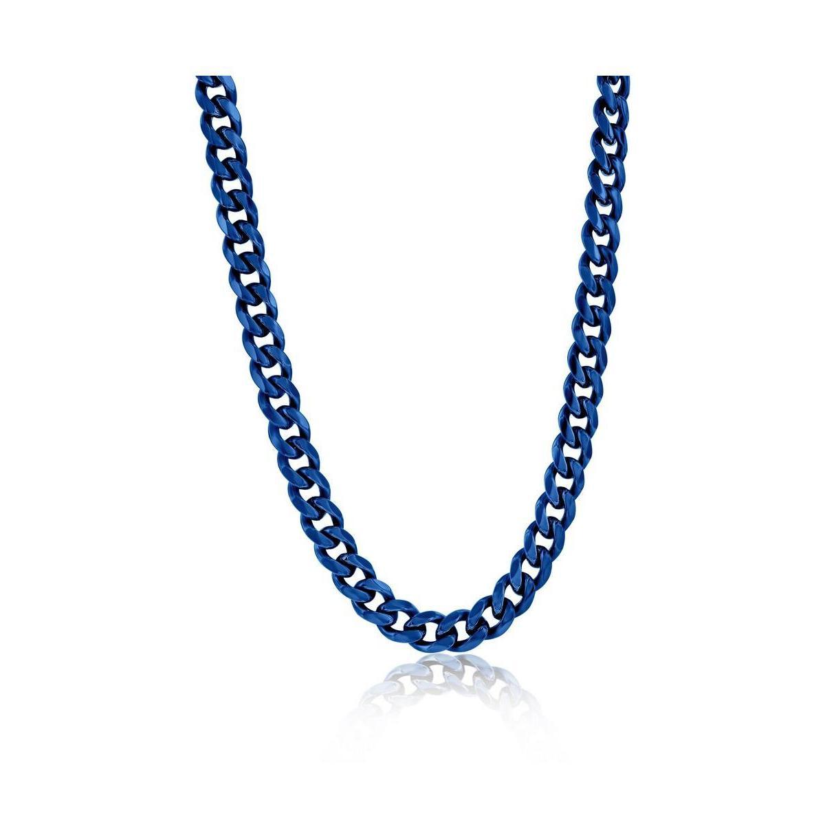 Metallo Stainless Steel 7mm Cuban Chain Necklace, Men's, Size: 24", Blue Product Image