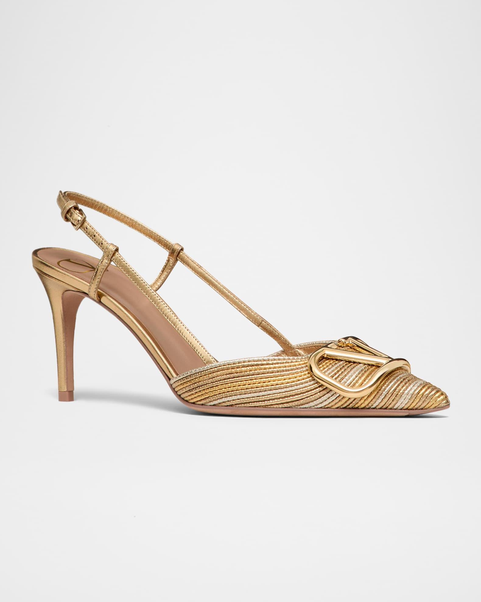 VLogo Metallic Slingback Pumps Product Image
