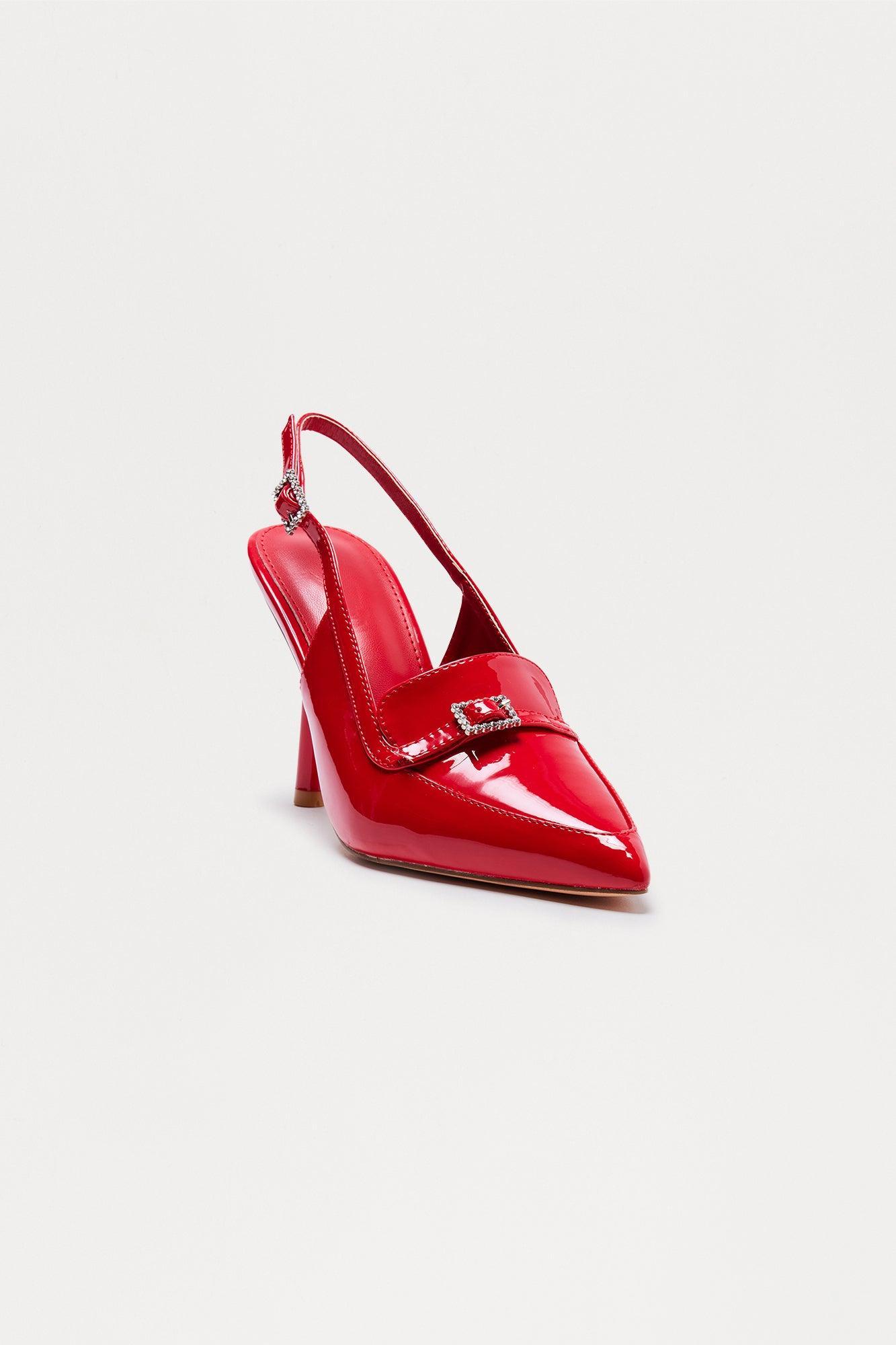 Thiago Buckle Slingback Stiletto Pumps - Red Product Image