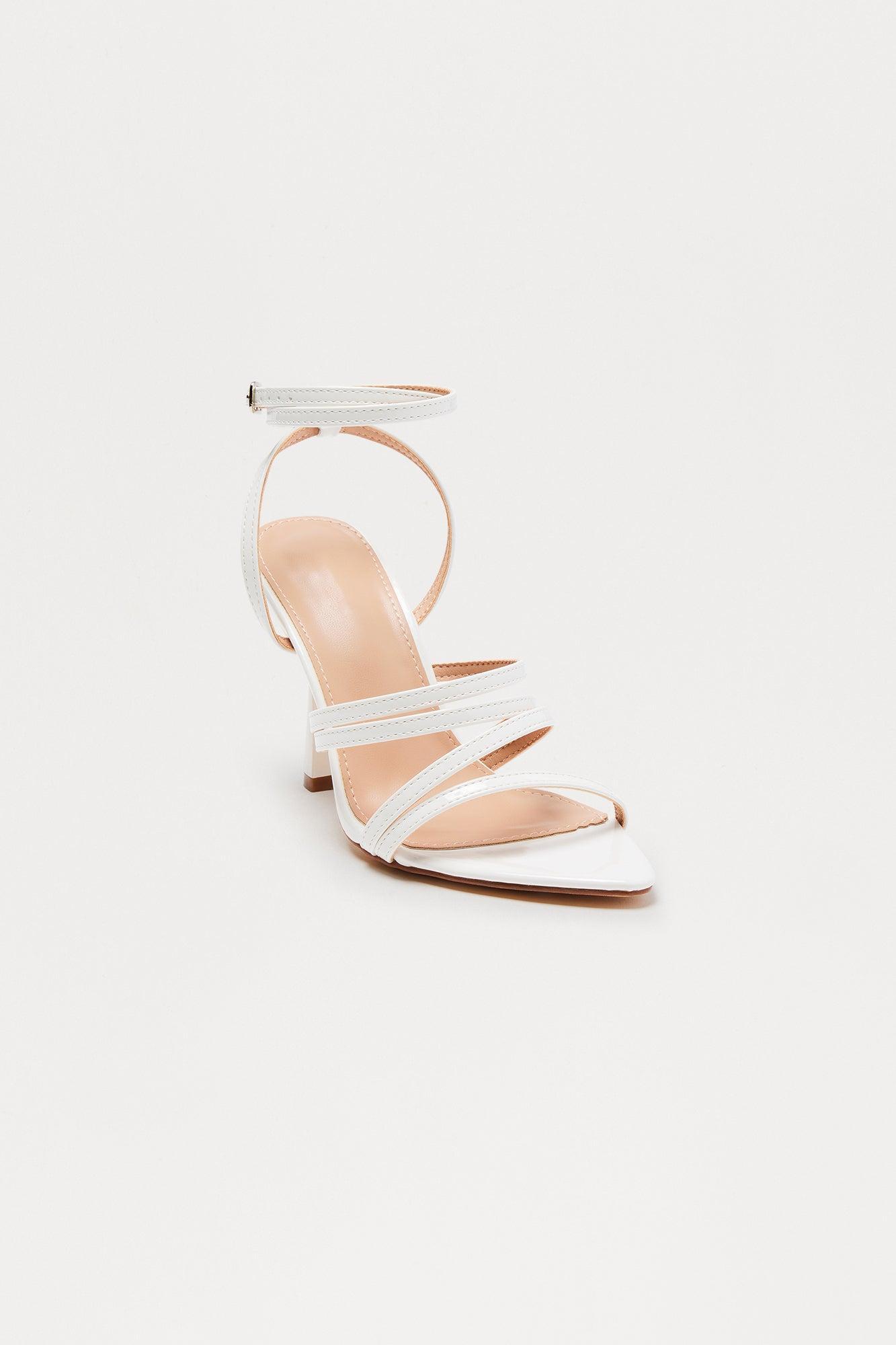 Affinity Ankle Strap Heels - White Product Image