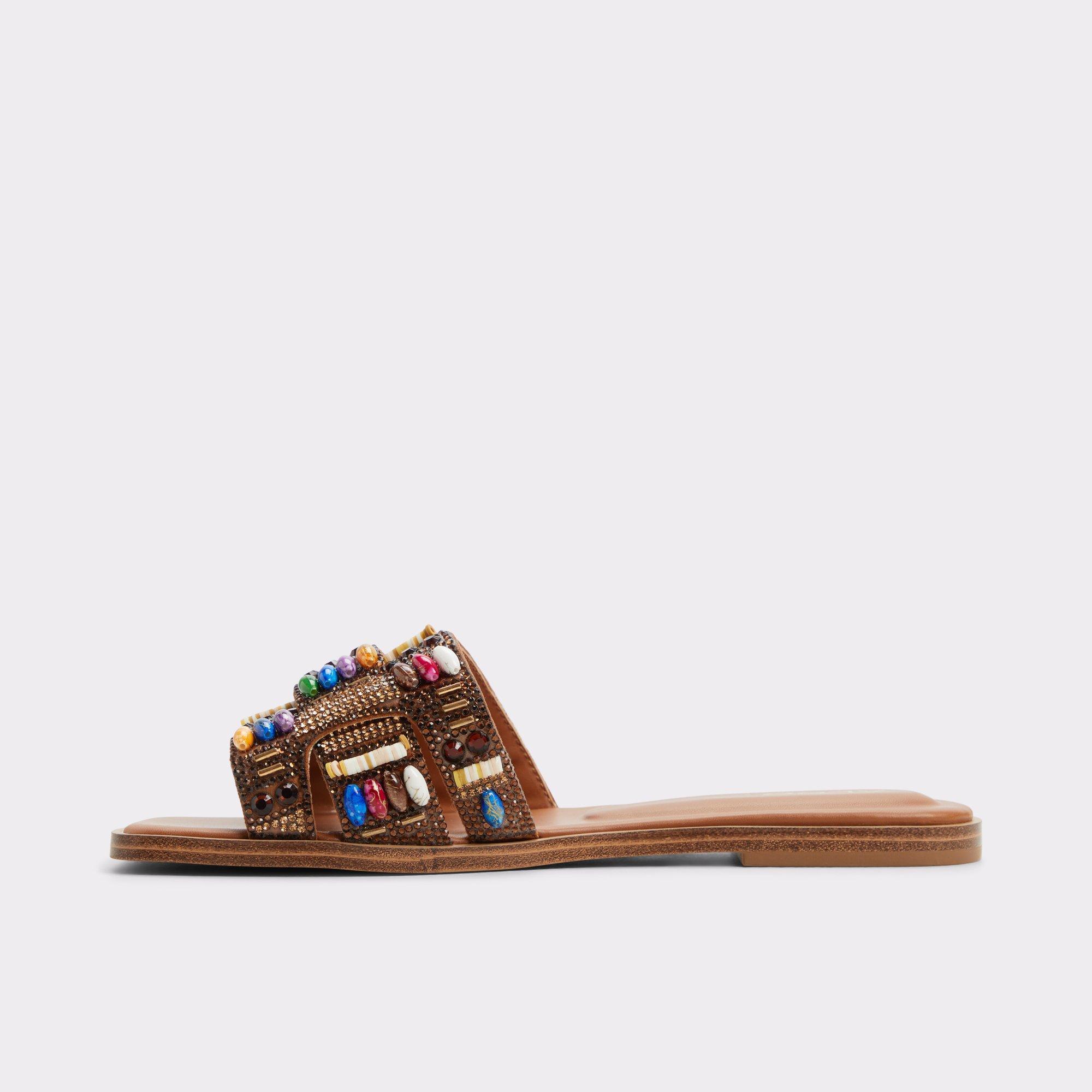 ALDO Eleny - Women's Flat Sandals - Brown, Size 8.5 Product Image