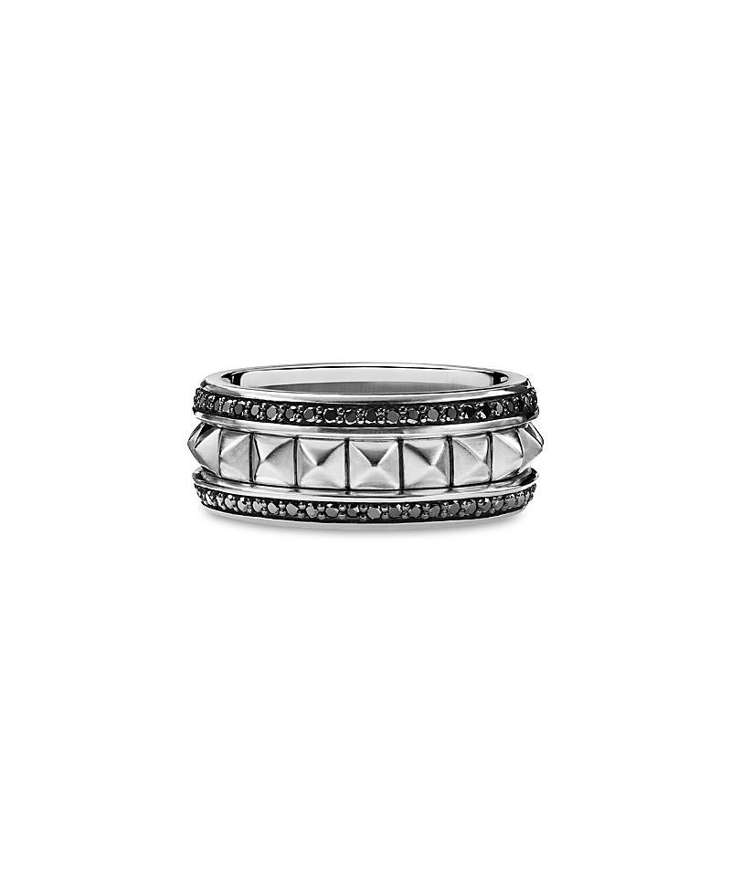 David Yurman Mens Sterling Silver Pyramid Band with Black Diamonds Product Image