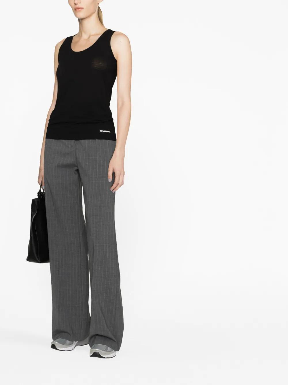 JIL SANDER Black Jersey Tank Top With Logo Product Image