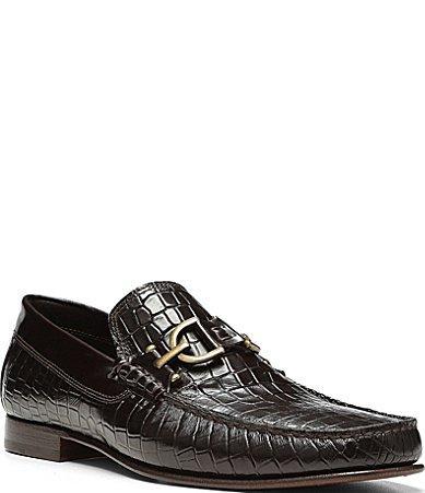 Donald Pliner Mens Dacio Bit Buckle Crocodile Leather Loafers Product Image