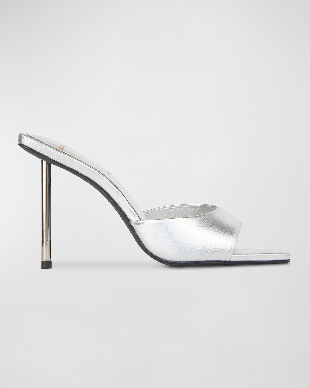 Metallic Leather Stiletto Mule Sandals Product Image