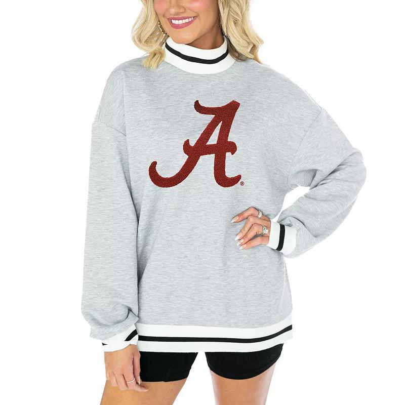 Womens Gameday Couture Ash Alabama Crimson Tide In It To Win It Sporty Mock Neck Pullover Sweatshirt Product Image