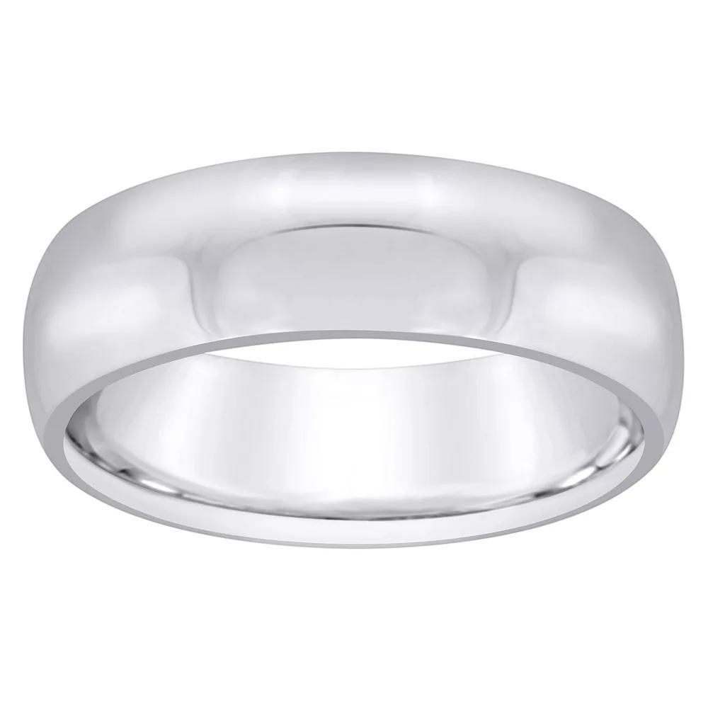 Alyson Layne Men's 6 mm Half Round Comfort Fit Wedding Band, Size: 11, 18k White Gold Product Image