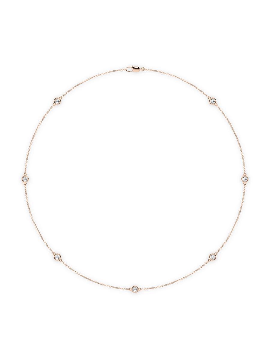 Womens 14K Rose Gold & 7-Diamond Station Necklace/0.70-2.10 TCW Product Image